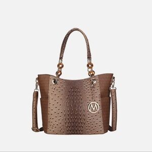 NWT MKF Collection Handbag Signature Tan Vegan Leather Tote Bag